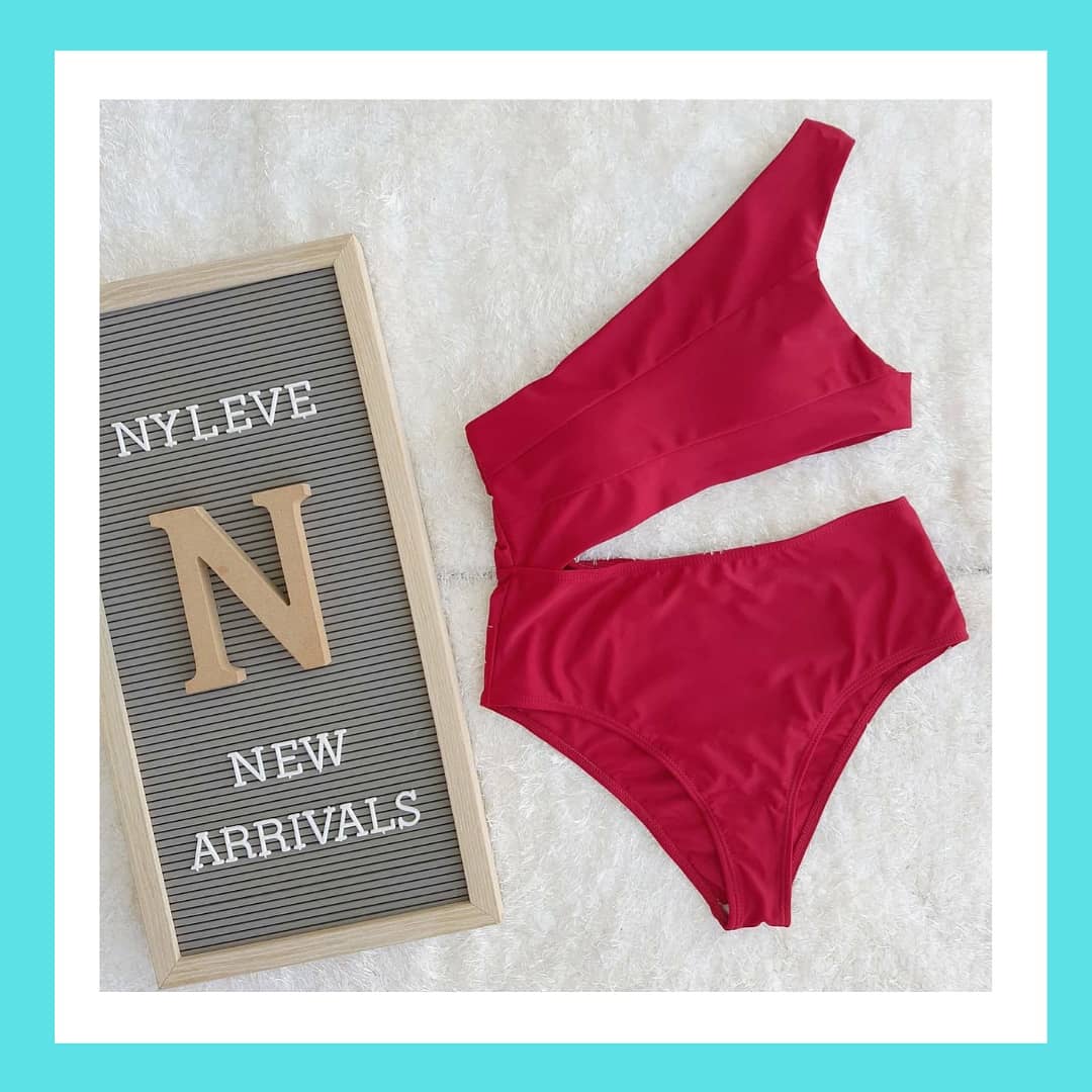 Red One Shoulder - Swimwear