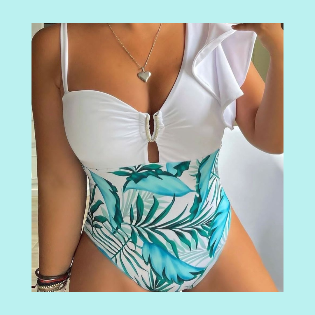 Greece One Piece - Control de Abdomen - Ruffle Shoulder - Swimwear