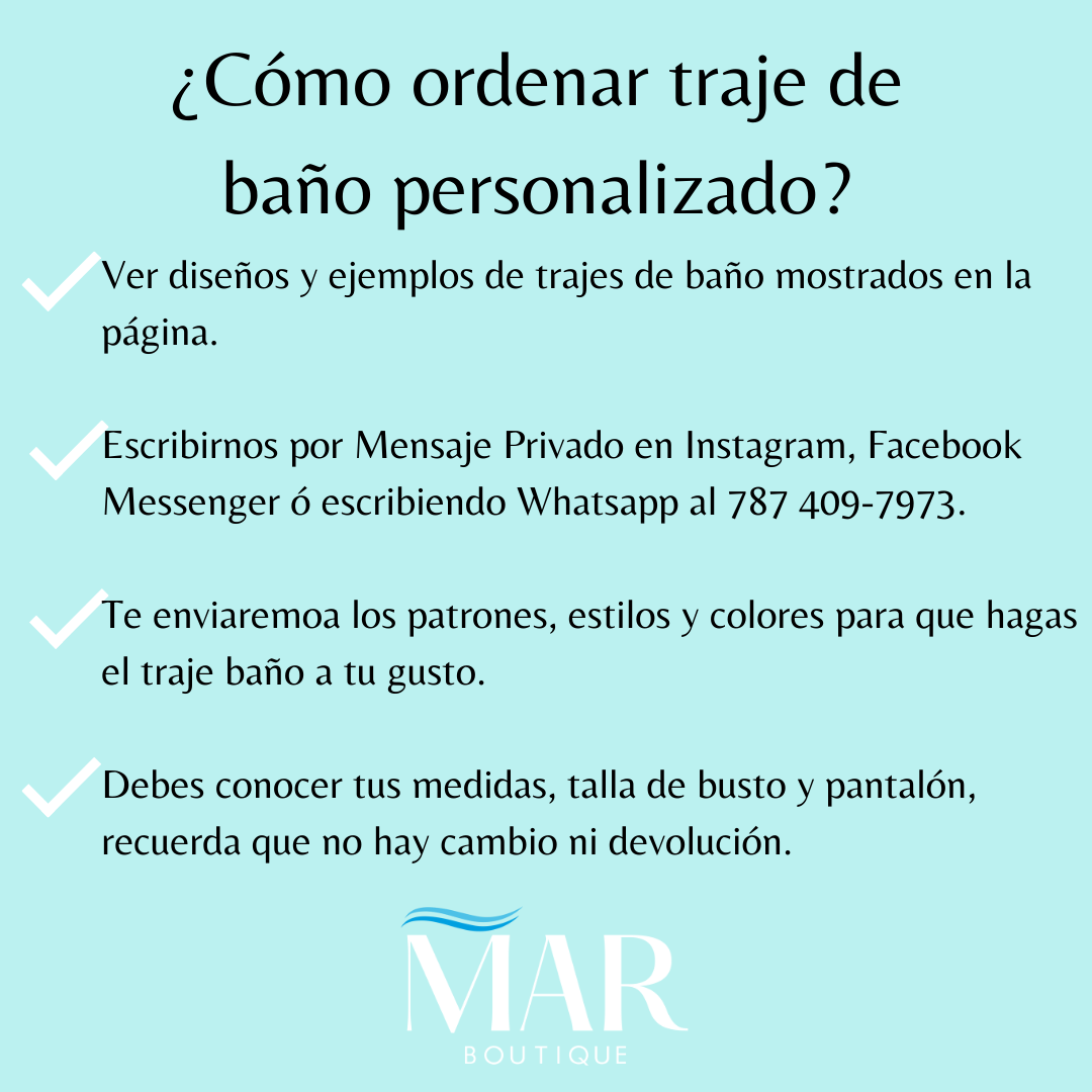 Traje de Baño Personalizado -  Hecho en Colombia- Escribir al 787 409-7973 Para enviarle diseños, colores y diseños.